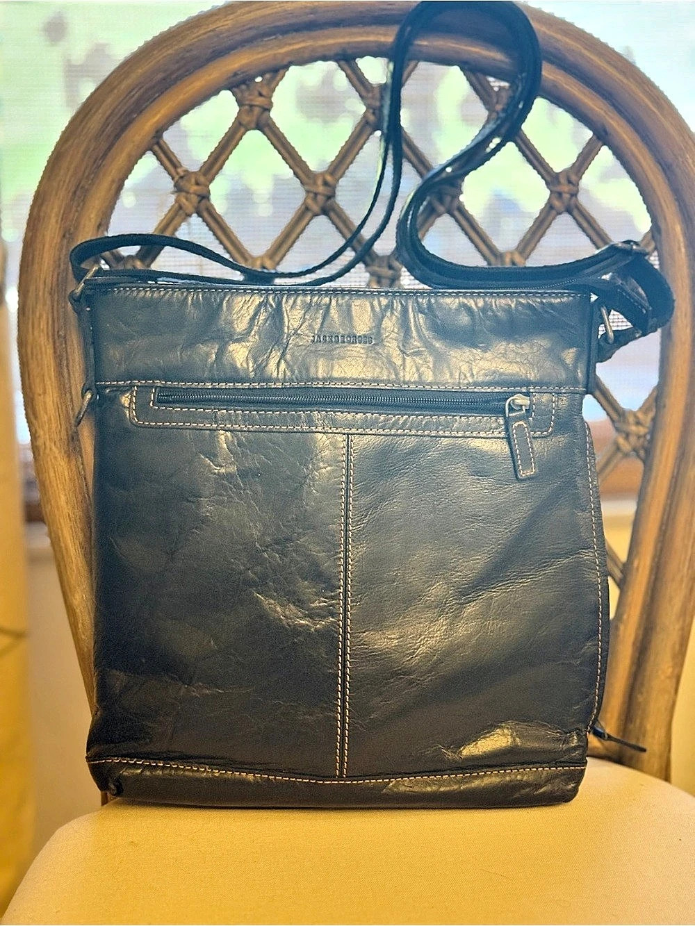 Jack Georges Voyager Black Buffalo Leather Crossbody Bag